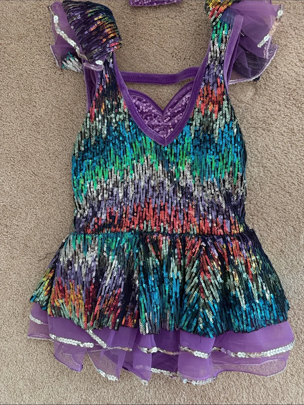 Weissman IC intermediate child approx 8 Purple Multicolor Sequin Dance Costume